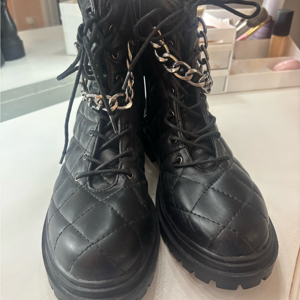Black Lace-Up Boots